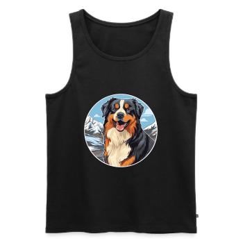 English Shepherd Dog Breed Cartoon Kawaii Watercol - Men's Premium Organic Tank Top - black - Front - Michal (187cm)
