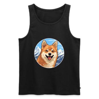 Finnischer Spitz Hunderasse Cartoon Kawaii Aquarell - Männer Premium Bio Tank Top - Schwarz - Vorne - AI Model Male 178 light (178cm)
