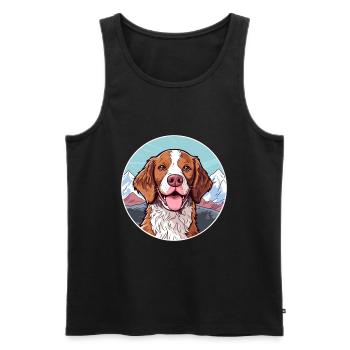 Français Bretagne chien race Cartoon Kawaii Watercolo - Débardeur bio Premium Homme - noir - Devant - Michal (187cm)