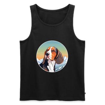 Français Tricolore Hound chien race Cartoon Kawaii Wat - Débardeur bio Premium Homme - noir - Devant - Michal (187cm)