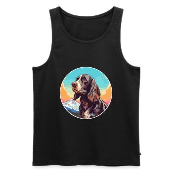 Field Spaniel Hunderasse Cartoon Kawaii Aquarell - Männer Premium Bio Tank Top - Schwarz - Vorne - Michal (187cm)