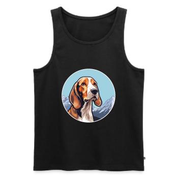 Finnish Hound Dog Breed Cartoon Kawaii Watercolor - Men's Premium Organic Tank Top - black - Front - AI Model Male 178 light (178cm)