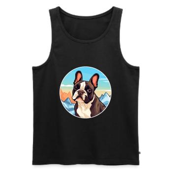 Bouledogue Français chien race Cartoon Kawaii aquarelle - Débardeur bio Premium Homme - noir - Devant - Michal (187cm)