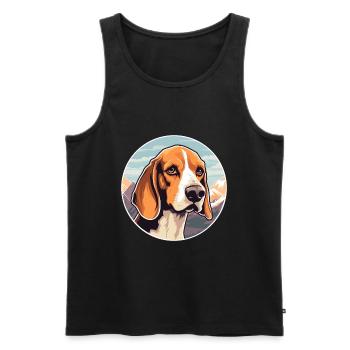 English Foxhound Dog Breed Cartoon Kawaii Watercol - Men's Premium Organic Tank Top - black - Front - Michal (187cm)