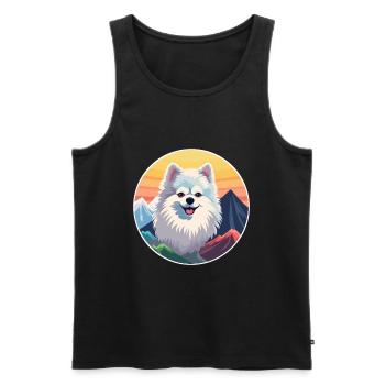Spitz allemand chien race dessin animé Kawaii aquarelle - Débardeur bio Premium Homme - noir - Devant - Michal (187cm)