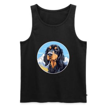 Gordon Setter chien race dessin animé Kawaii aquarelle - Débardeur bio Premium Homme - noir - Devant - AI Model Male 178 light (178cm)