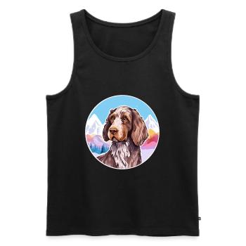 German Wirehaired Pointer Dog Breed Cartoon Kawaii - Men's Premium Organic Tank Top - black - Front - AI Model Male 178 light (178cm)