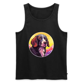 Frison chien d’arrêt race Cartoon Kawaii Watercol - Débardeur bio Premium Homme - noir - Devant - Michal (187cm)