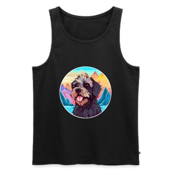 Griffon Nivernais race de chien dessin animé kawaii Waterco - Débardeur bio Premium Homme - noir - Devant - Michal (187cm)