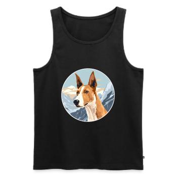 Ibizan Hound Dog Breed Cartoon Kawaii Watercolor - Men's Premium Organic Tank Top - black - Front - AI Model Male 178 light (178cm)