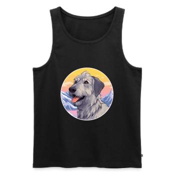 Irish Wolfhound chien race dessin animé Kawaii Watercolo - Débardeur bio Premium Homme - noir - Devant - Michal (187cm)