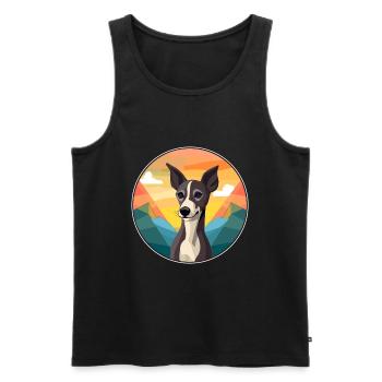 Lévrier italien chien race Cartoon Kawaii Waterco - Débardeur bio Premium Homme - noir - Devant - Michal (187cm)