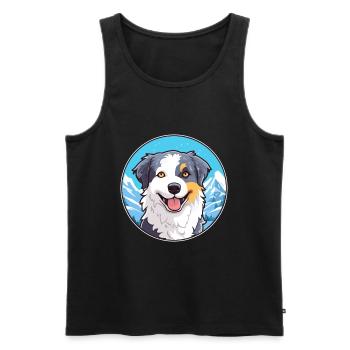 Italien Volpino chien race Cartoon Kawaii Watercolo - Débardeur bio Premium Homme - noir - Devant - Michal (187cm)