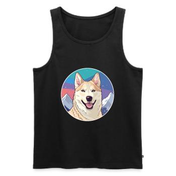 Jindo Dog Breed Cartoon Kawaii Watercolor - Men's Premium Organic Tank Top - black - Front - Michal (187cm)