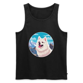 Spitz japonais chien race dessin animé Kawaii aquarelle - Débardeur bio Premium Homme - noir - Devant - Michal (187cm)