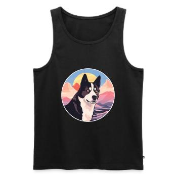 Karelian Bear Dog Breed Cartoon Kawaii Watercolor - Men's Premium Organic Tank Top - black - Front - Michal (187cm)