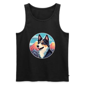 Karelo Finnish Laika Dog Breed Cartoon Kawaii Wate - Men's Premium Organic Tank Top - black - Front - AI Model Male 178 light (178cm)