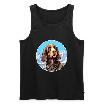 Allemand à poil long Pointer chien race Cartoon Kawaii - Débardeur bio Premium Homme - noir - Devant - Michal (187cm)