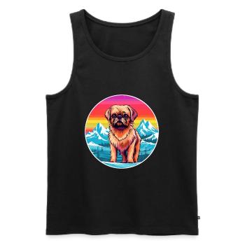 Griffon Bruxellois Dog Breed Cartoon Kawaii Waterc - Men's Premium Organic Tank Top - black - Front - Michal (187cm)