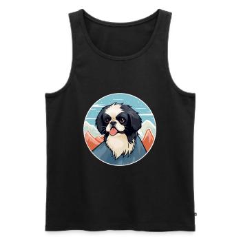 Japanisches Kinn Hunderasse Cartoon Kawaii Aquarell - Männer Premium Bio Tank Top - Schwarz - Vorne - Michal (187cm)