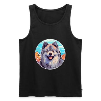 Keeshond Dog Breed Cartoon Kawaii Watercolor - Men's Premium Organic Tank Top - black - Front - Michal (187cm)