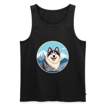 Hokkaido chien race dessin animé Kawaii aquarelle - Débardeur bio Premium Homme - noir - Devant - Michal (187cm)