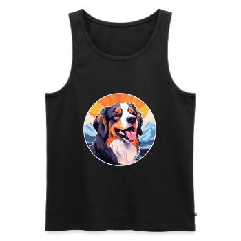 Hovawart chien race dessin animé Kawaii aquarelle - Débardeur bio Premium Homme - noir - Devant - Michal (187cm)