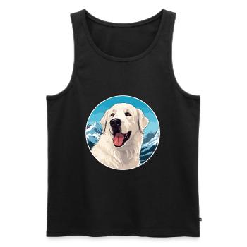 Hungarian Kuvasz Dog Breed Cartoon Kawaii Watercol - Men's Premium Organic Tank Top - black - Front - Michal (187cm)