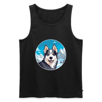 Hygenhund chien race dessin animé Kawaii aquarelle - Débardeur bio Premium Homme - noir - Devant - Michal (187cm)