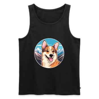 Kai Ken chien race dessin animé Kawaii aquarelle - Débardeur bio Premium Homme - noir - Devant - Michal (187cm)