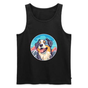 Kintamani chien race dessin animé Kawaii aquarelle - Débardeur bio Premium Homme - noir - Devant - Michal (187cm)