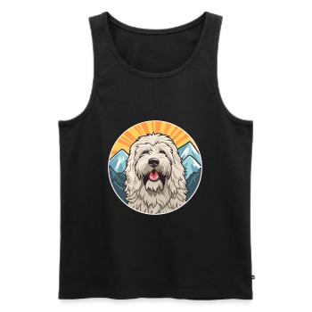 Komondor race de chien dessin animé Kawaii aquarelle - Débardeur bio Premium Homme - noir - Devant - Michal (187cm)
