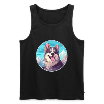 Koolie chien race dessin animé Kawaii aquarelle - Débardeur bio Premium Homme - noir - Devant - Michal (187cm)