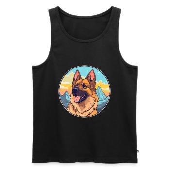 King Shepherd Dog Breed Cartoon Kawaii Watercolor - Men's Premium Organic Tank Top - black - Front - Michal (187cm)