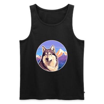 Kunming Wolfdog Hunderasse Cartoon Kawaii Watercolo - Männer Premium Bio Tank Top - Schwarz - Vorne - AI Model Male 178 light (178cm)