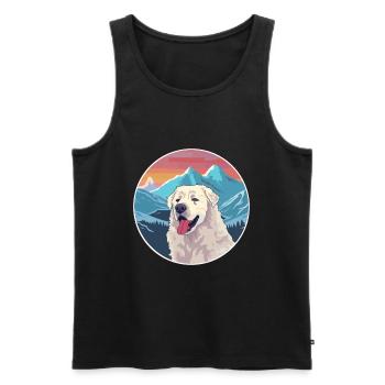 Kuvasz chien race dessin animé Kawaii aquarelle - Débardeur bio Premium Homme - noir - Devant - Michal (187cm)