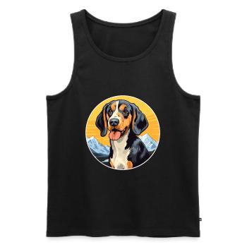 Leopard Hound Dog Breed Cartoon Kawaii Watercolor - Men's Premium Organic Tank Top - black - Front - Michal (187cm)