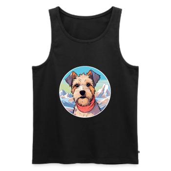 Lucas Terrier chien race dessin animé Kawaii aquarelle - Débardeur bio Premium Homme - noir - Devant - Michal (187cm)