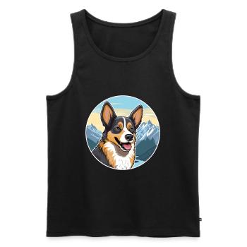 Lundehund chien race dessin animé Kawaii aquarelle - Débardeur bio Premium Homme - noir - Devant - Michal (187cm)