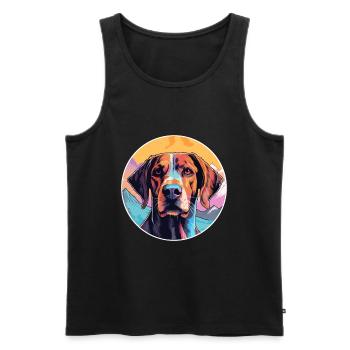 Nouvelle-Zélande chien race dessin animé Kawaii aquarelle - Débardeur bio Premium Homme - noir - Devant - Michal (187cm)
