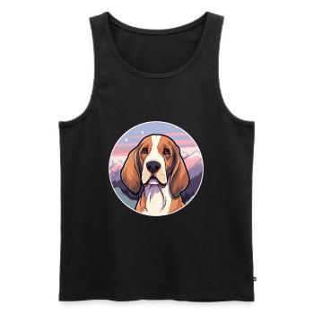 Latvian Hound Dog Breed Cartoon Kawaii Watercolor - Men's Premium Organic Tank Top - black - Front - Michal (187cm)