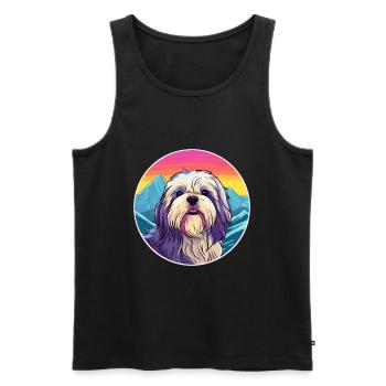 Lhasa Apso Hunderasse Cartoon Kawaii Aquarell - Männer Premium Bio Tank Top - Schwarz - Vorne - Michal (187cm)