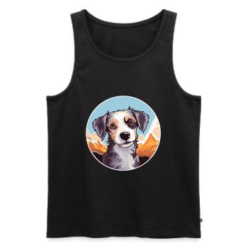 Majorque Ratter chien race dessin animé Kawaii aquarelle - Débardeur bio Premium Homme - noir - Devant - Michal (187cm)