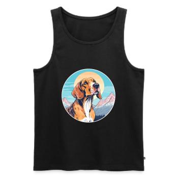 Majestic Tree Hound Dog Breed Cartoon Kawaii Water - Men's Premium Organic Tank Top - black - Front - Michal (187cm)