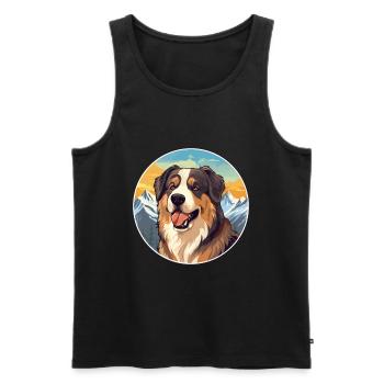 Moscow Watchdog Dog Breed Cartoon Kawaii Watercolo - Men's Premium Organic Tank Top - black - Front - Michal (187cm)