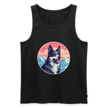 Mudi Hunderasse Cartoon Kawaii Aquarell - Männer Premium Bio Tank Top - Schwarz - Vorne - Michal (187cm)
