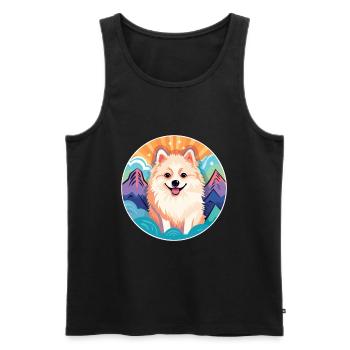 Spitz nordique chien race Cartoon Kawaii aquarelle - Débardeur bio Premium Homme - noir - Devant - Michal (187cm)