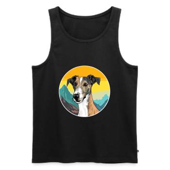 Lurcher Dog Breed Cartoon Kawaii Watercolor - Men's Premium Organic Tank Top - black - Front - AI Model Male 178 light (178cm)