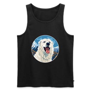 Maremma Sheepdog Dog Breed Cartoon Kawaii Watercol - Men's Premium Organic Tank Top - black - Front - AI Model Male 178 light (178cm)