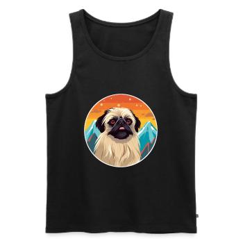 Pekingese Dog Breed Cartoon Kawaii Watercolor - Men's Premium Organic Tank Top - black - Front - Michal (187cm)